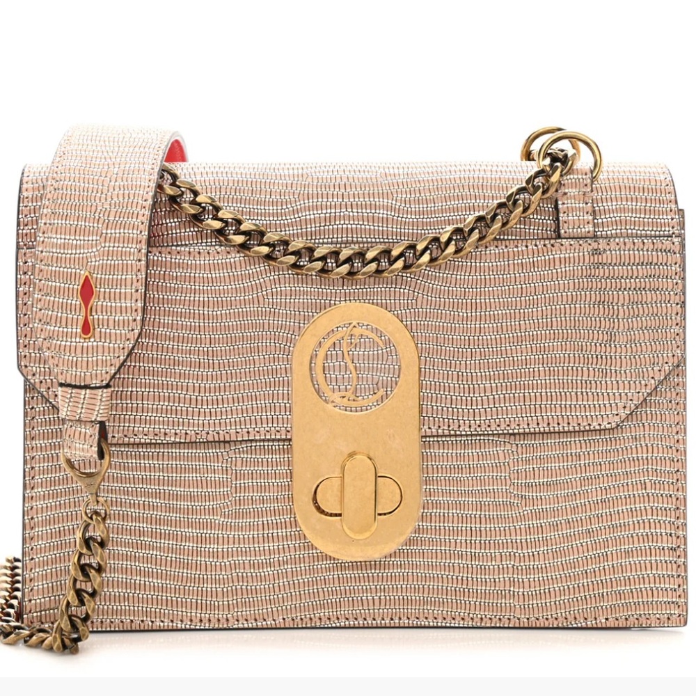Christian Louboutin metallic lizard embossed calfskin Gold Women's Bag purse